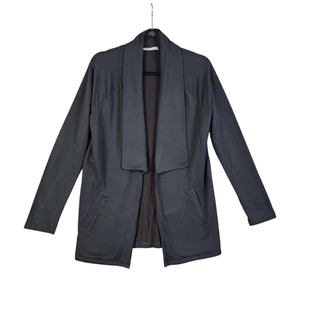 TART Womens Black Modal Blend Open Front Shawl Collar Cardigan Size Small Lounge